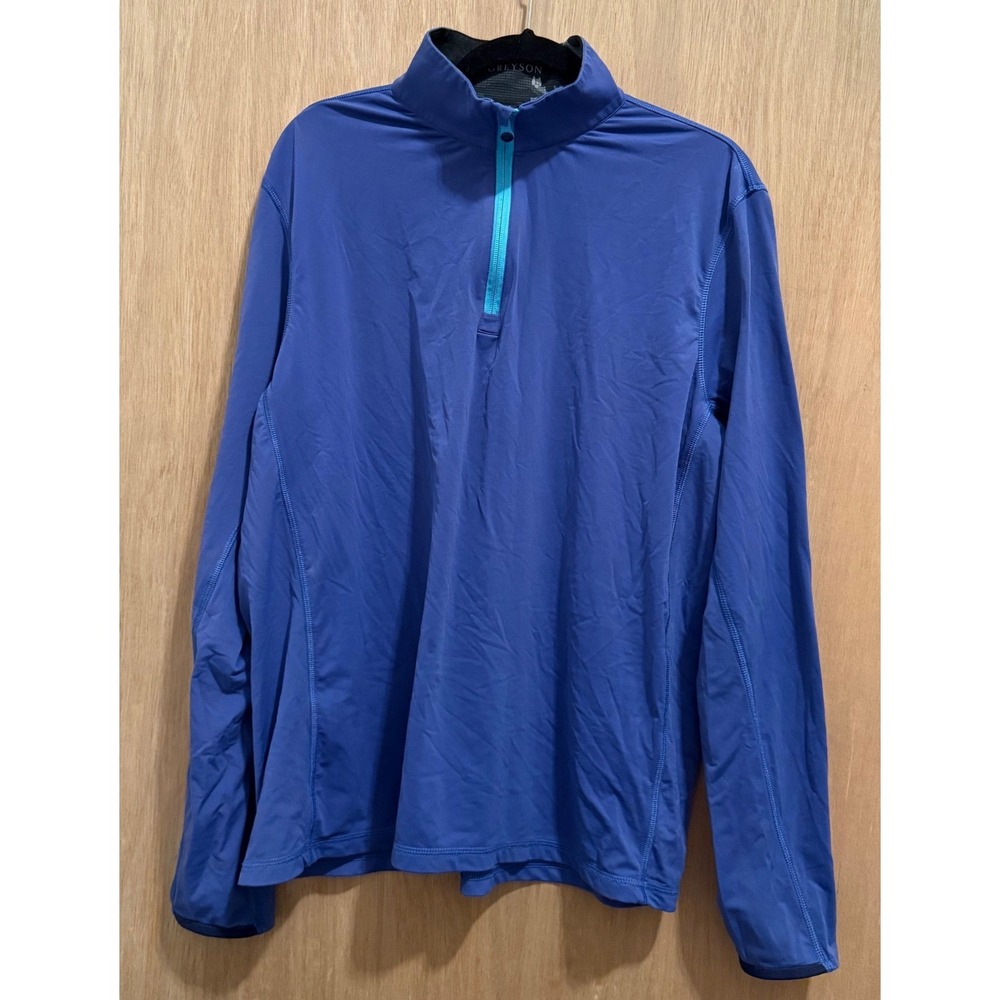 Greyson Mens Quarter Zip Pullover Blue Teal Golf Activewear Size Large